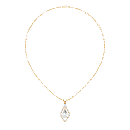 Pear & Round Shape Lab Grown Diamond 10k Solid Rose Gold Elegance Sparkle Diamond Pendant For You