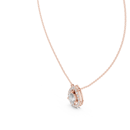 Pear & Round Shape Lab Grown Diamond White Gold Pendant For Wedding Wear