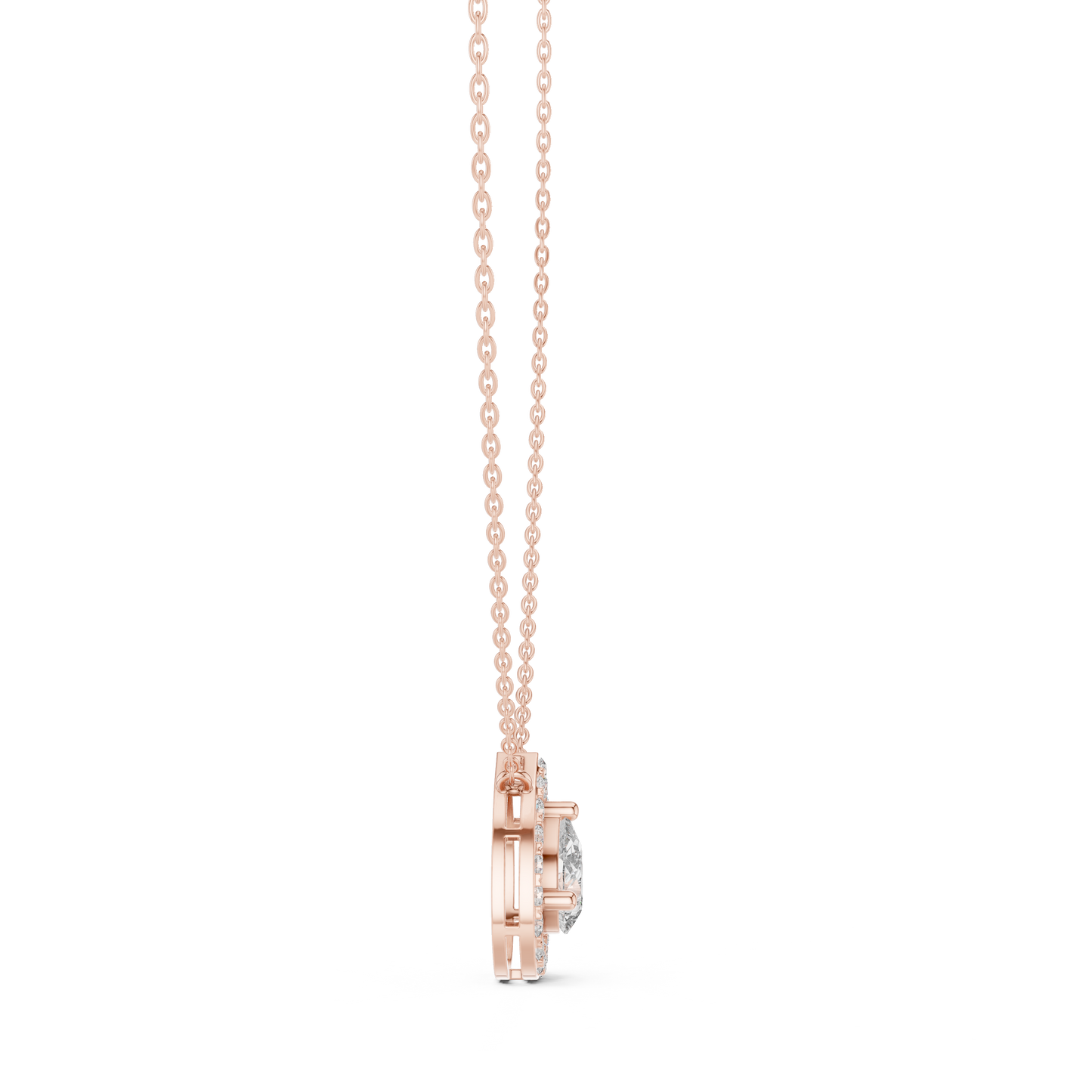 Pear & Round Shape Lab Grown Diamond White Gold Pendant For Wedding Wear