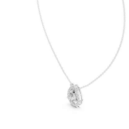 Pear & Round Shape Lab Grown Diamond White Gold Pendant For Wedding Wear