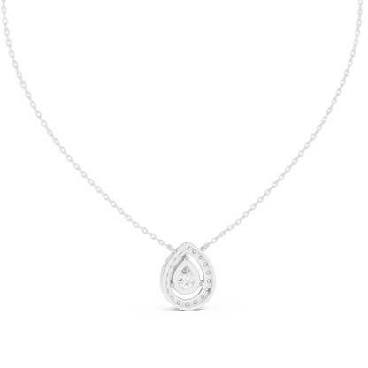 Pear & Round Shape Lab Grown Diamond White Gold Pendant For Wedding Wear