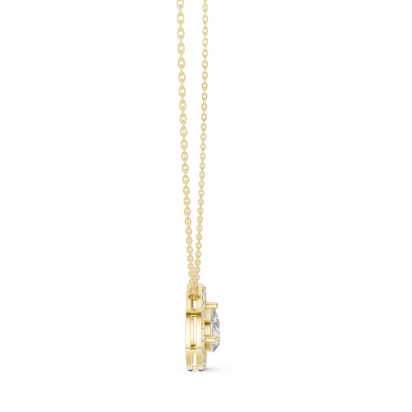 Pear & Round Shape Lab Grown Diamond White Gold Pendant For Wedding Wear