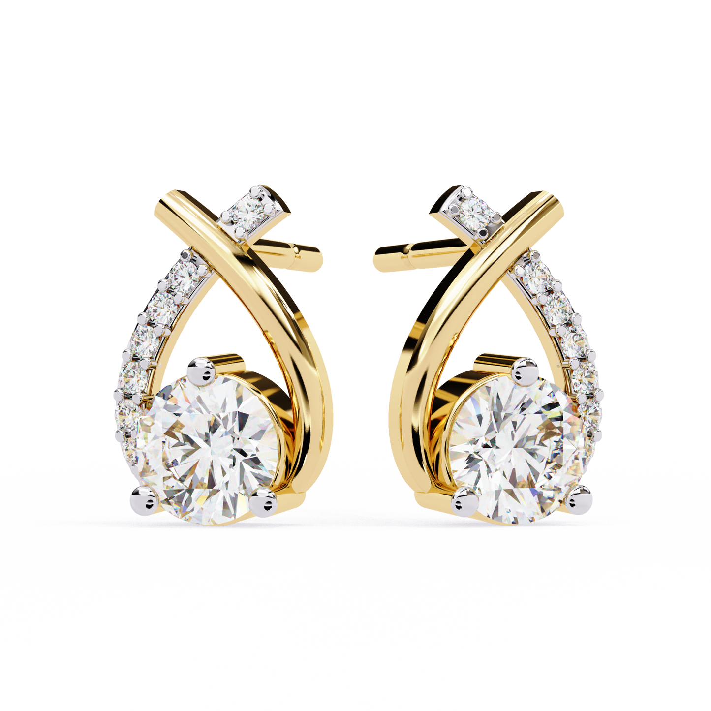 Pear Shape 1.27Ct Round Cut Diamond Delicate Classic Prong Set Dainty Stud Earring Gift for Women's - HIGHCARAT DIAMONDS