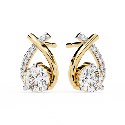 Pear Shape 1.27Ct Round Cut Diamond Delicate Classic Prong Set Dainty Stud Earring Gift for Women's - HIGHCARAT DIAMONDS