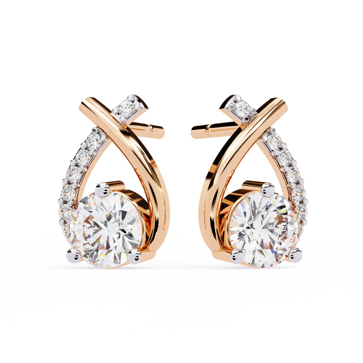 Pear Shape 1.27Ct Round Cut Diamond Delicate Classic Prong Set Dainty Stud Earring Gift for Women's - HIGHCARAT DIAMONDS