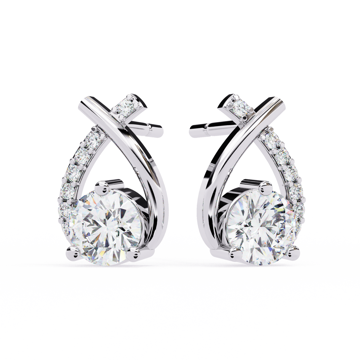 Pear Shape 1.27Ct Round Cut Diamond Delicate Classic Prong Set Dainty Stud Earring Gift for Women's - HIGHCARAT DIAMONDS