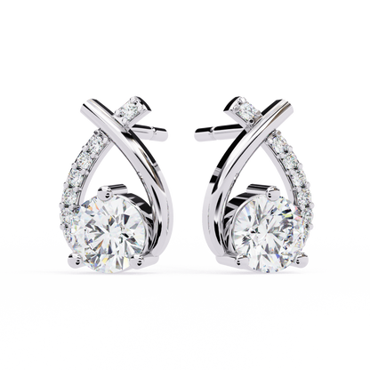 Pear Shape 1.27Ct Round Cut Diamond Delicate Classic Prong Set Dainty Stud Earring Gift for Women's - HIGHCARAT DIAMONDS