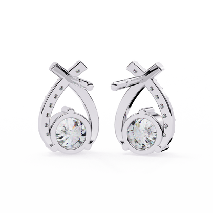 Pear Shape 1.27Ct Round Cut Diamond Delicate Classic Prong Set Dainty Stud Earring Gift for Women's - HIGHCARAT DIAMONDS