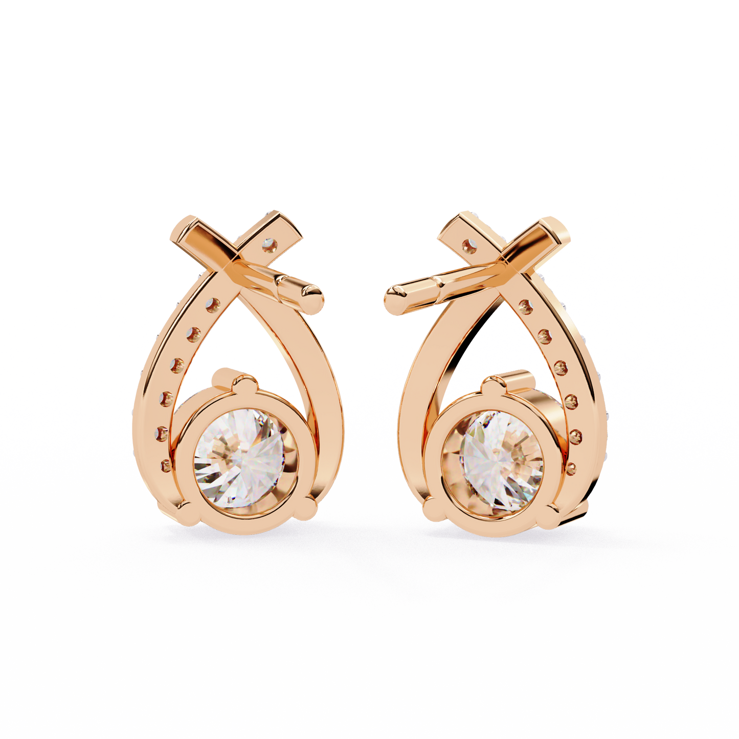 Pear Shape 1.27Ct Round Cut Diamond Delicate Classic Prong Set Dainty Stud Earring Gift for Women's - HIGHCARAT DIAMONDS
