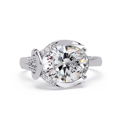 Pear Shape Lab Grown Diamond Curved Accented Ring - HIGHCARAT DIAMONDS