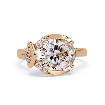Pear Shape Lab Grown Diamond Curved Accented Ring - HIGHCARAT DIAMONDS