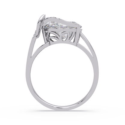 Pear Shape Lab Grown Diamond Curved Accented Ring - HIGHCARAT DIAMONDS