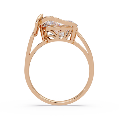 Pear Shape Lab Grown Diamond Curved Accented Ring - HIGHCARAT DIAMONDS