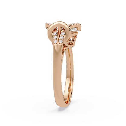 Pear Shape Lab Grown Diamond Curved Accented Ring - HIGHCARAT DIAMONDS