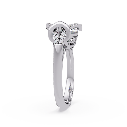 Pear Shape Lab Grown Diamond Curved Accented Ring - HIGHCARAT DIAMONDS