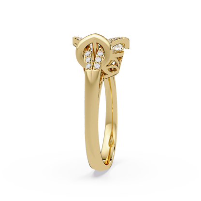 Pear Shape Lab Grown Diamond Curved Accented Ring - HIGHCARAT DIAMONDS
