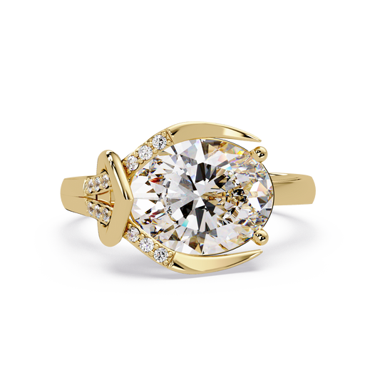 Pear Shape Lab Grown Diamond Curved Accented Ring - HIGHCARAT DIAMONDS