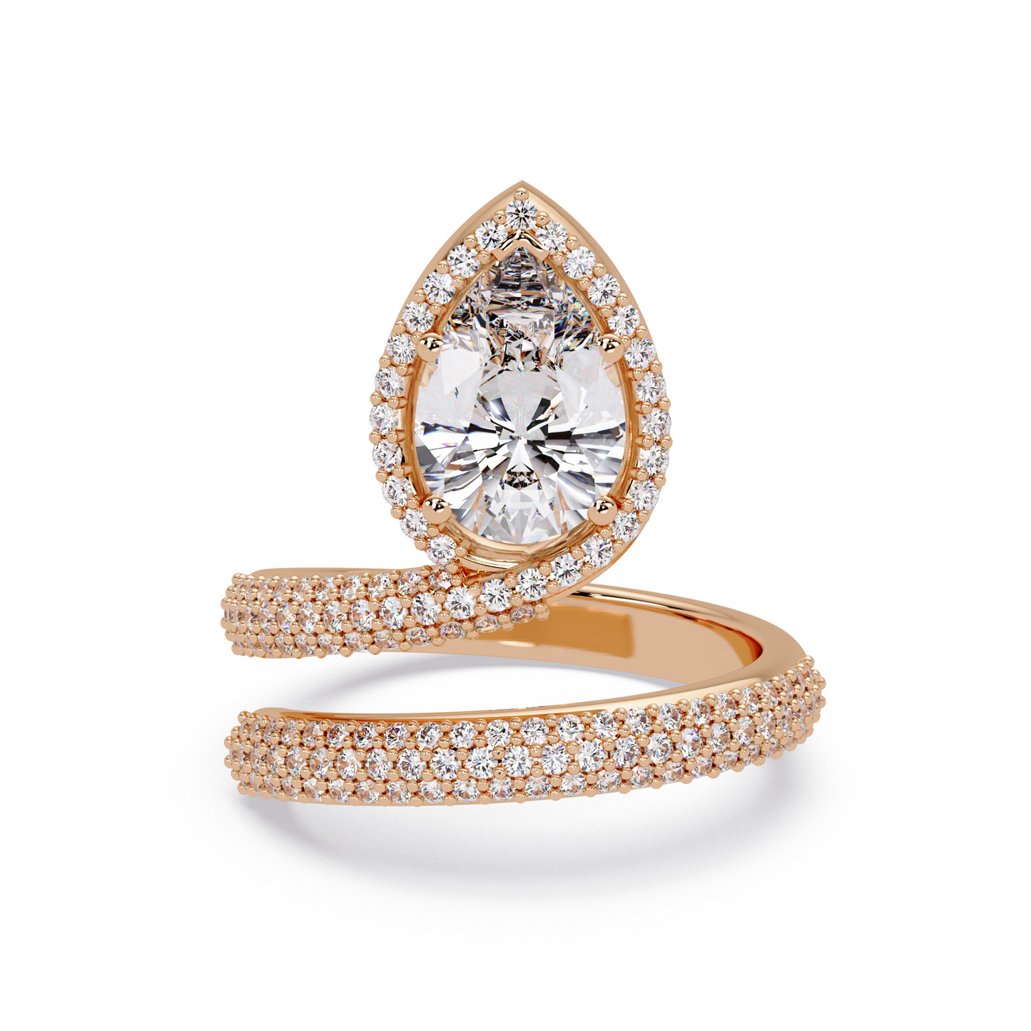 Pear Shape Lab Grown Diamond Double Band Wrap Ring - HIGHCARAT DIAMONDS