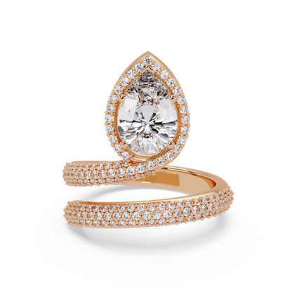 Pear Shape Lab Grown Diamond Double Band Wrap Ring - HIGHCARAT DIAMONDS