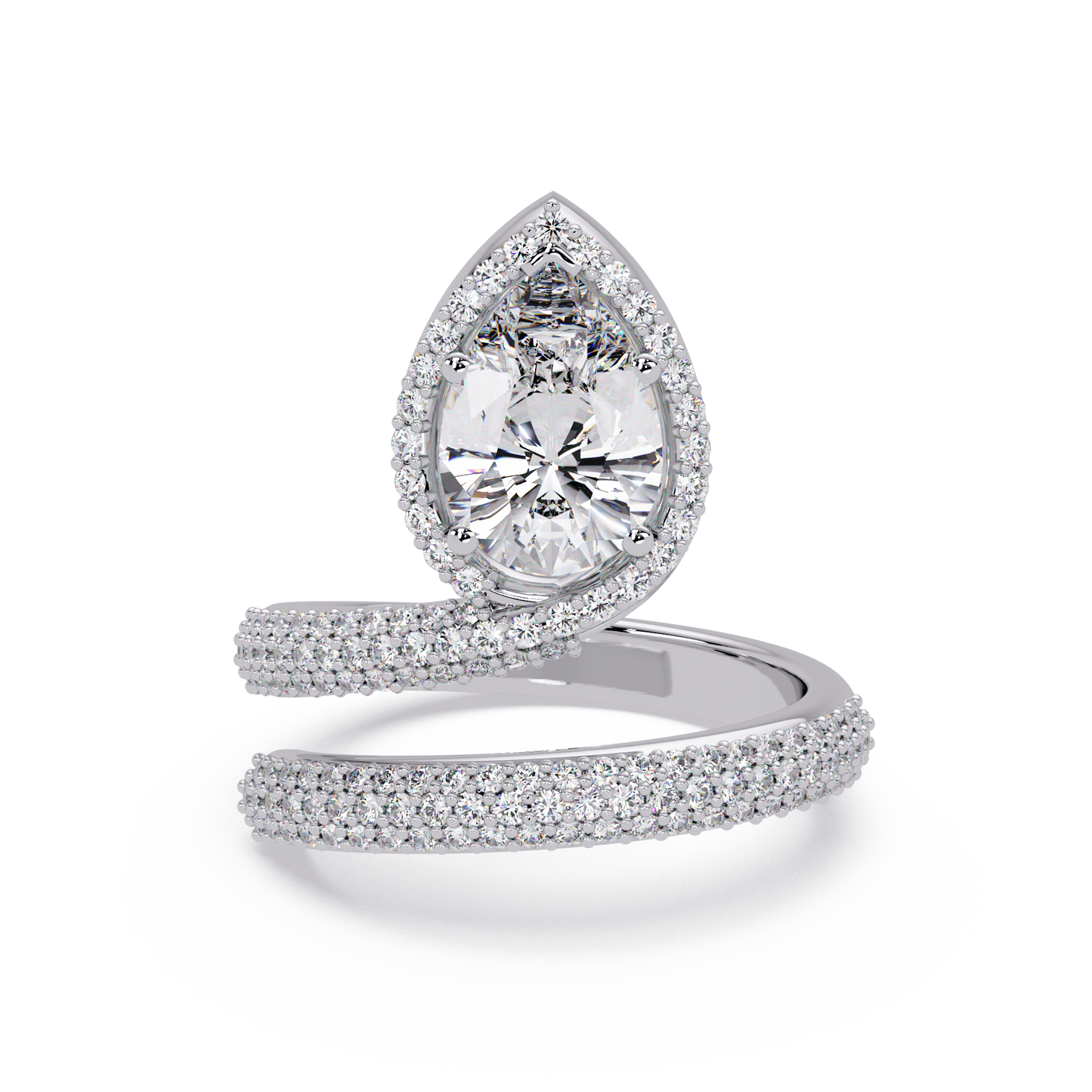 Pear Shape Lab Grown Diamond Double Band Wrap Ring - HIGHCARAT DIAMONDS