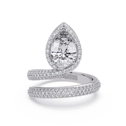 Pear Shape Lab Grown Diamond Double Band Wrap Ring - HIGHCARAT DIAMONDS
