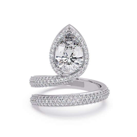 Pear Shape Lab Grown Diamond Double Band Wrap Ring - HIGHCARAT DIAMONDS