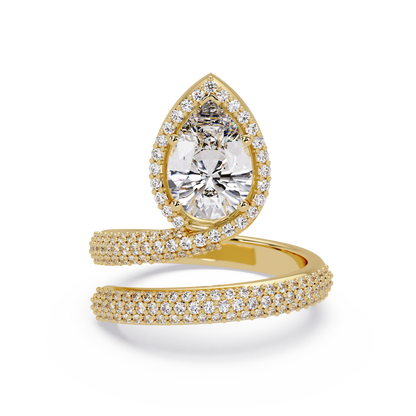 Pear Shape Lab Grown Diamond Double Band Wrap Ring - HIGHCARAT DIAMONDS