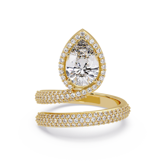 Pear Shape Lab Grown Diamond Double Band Wrap Ring - HIGHCARAT DIAMONDS