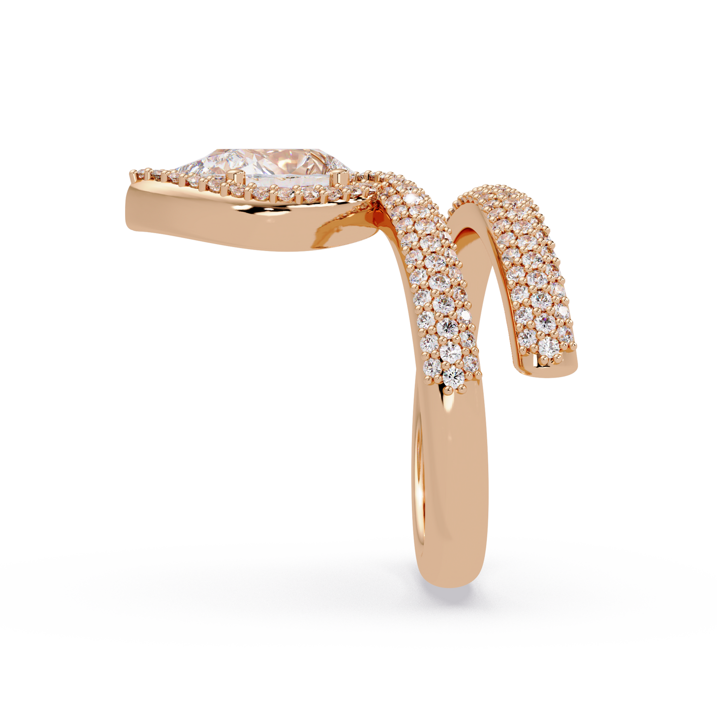 Pear Shape Lab Grown Diamond Double Band Wrap Ring - HIGHCARAT DIAMONDS