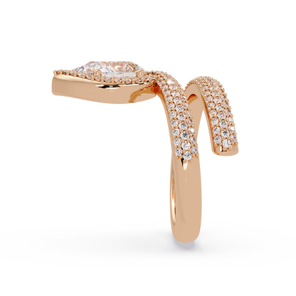 Pear Shape Lab Grown Diamond Double Band Wrap Ring - HIGHCARAT DIAMONDS