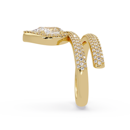 Pear Shape Lab Grown Diamond Double Band Wrap Ring - HIGHCARAT DIAMONDS