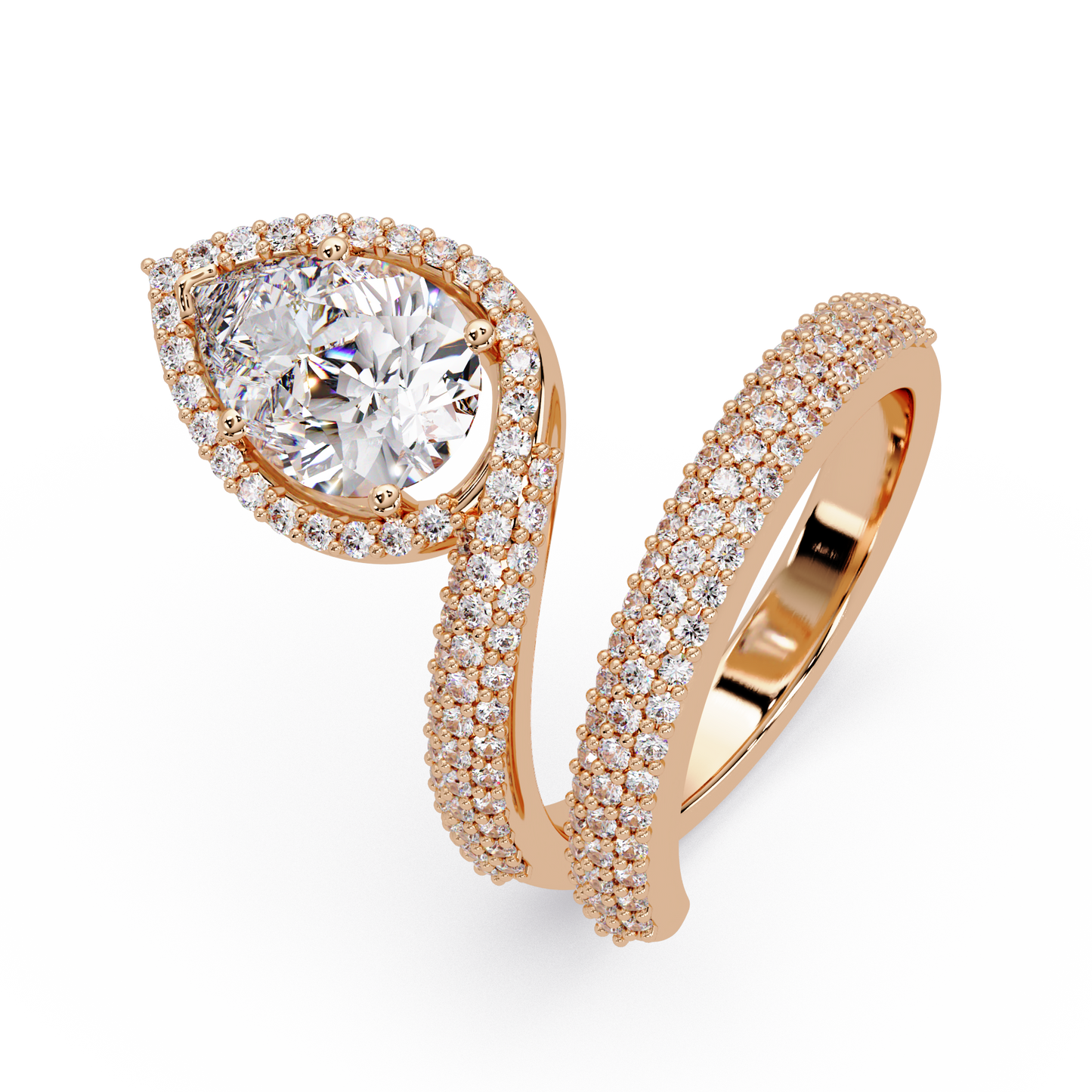 Pear Shape Lab Grown Diamond Double Band Wrap Ring - HIGHCARAT DIAMONDS