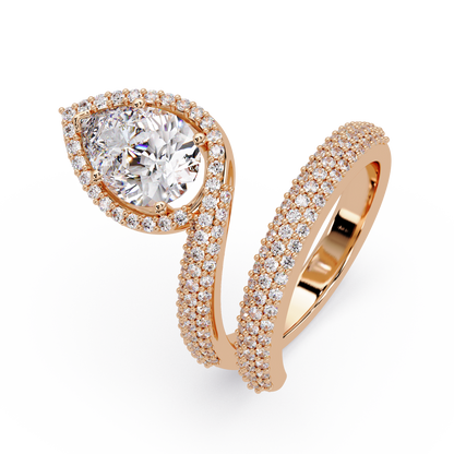 Pear Shape Lab Grown Diamond Double Band Wrap Ring - HIGHCARAT DIAMONDS