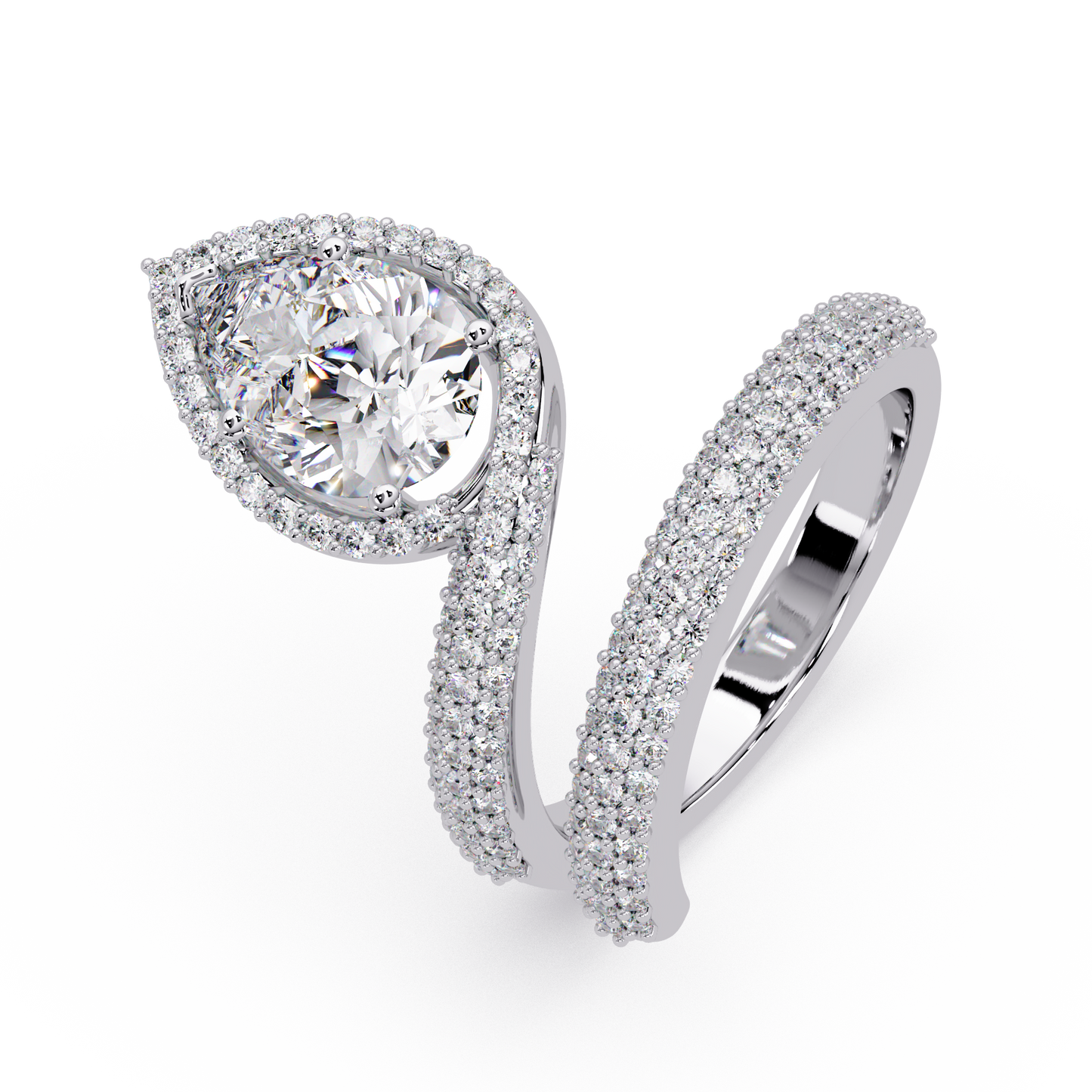 Pear Shape Lab Grown Diamond Double Band Wrap Ring - HIGHCARAT DIAMONDS