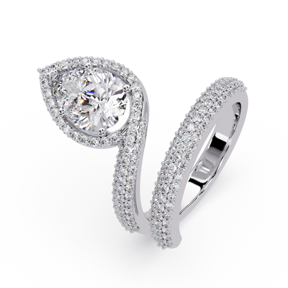 Pear Shape Lab Grown Diamond Double Band Wrap Ring - HIGHCARAT DIAMONDS