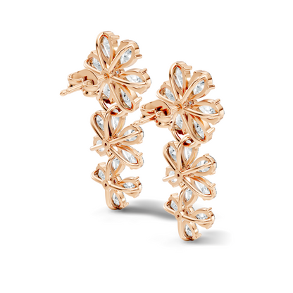 Luxury Flower Cluster Pear Diamond Drop Earrings White Gold Elegant Statement Jewelry - HIGHCARAT DIAMONDS