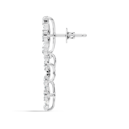 Luxury Flower Cluster Pear Diamond Drop Earrings White Gold Elegant Statement Jewelry - HIGHCARAT DIAMONDS