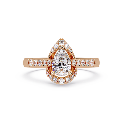 Pear Shape Lab Grown Diamond Halo Accented Ring - HIGHCARAT DIAMONDS