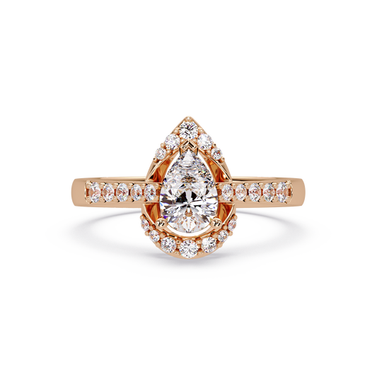 Pear Shape Lab Grown Diamond Halo Accented Ring - HIGHCARAT DIAMONDS