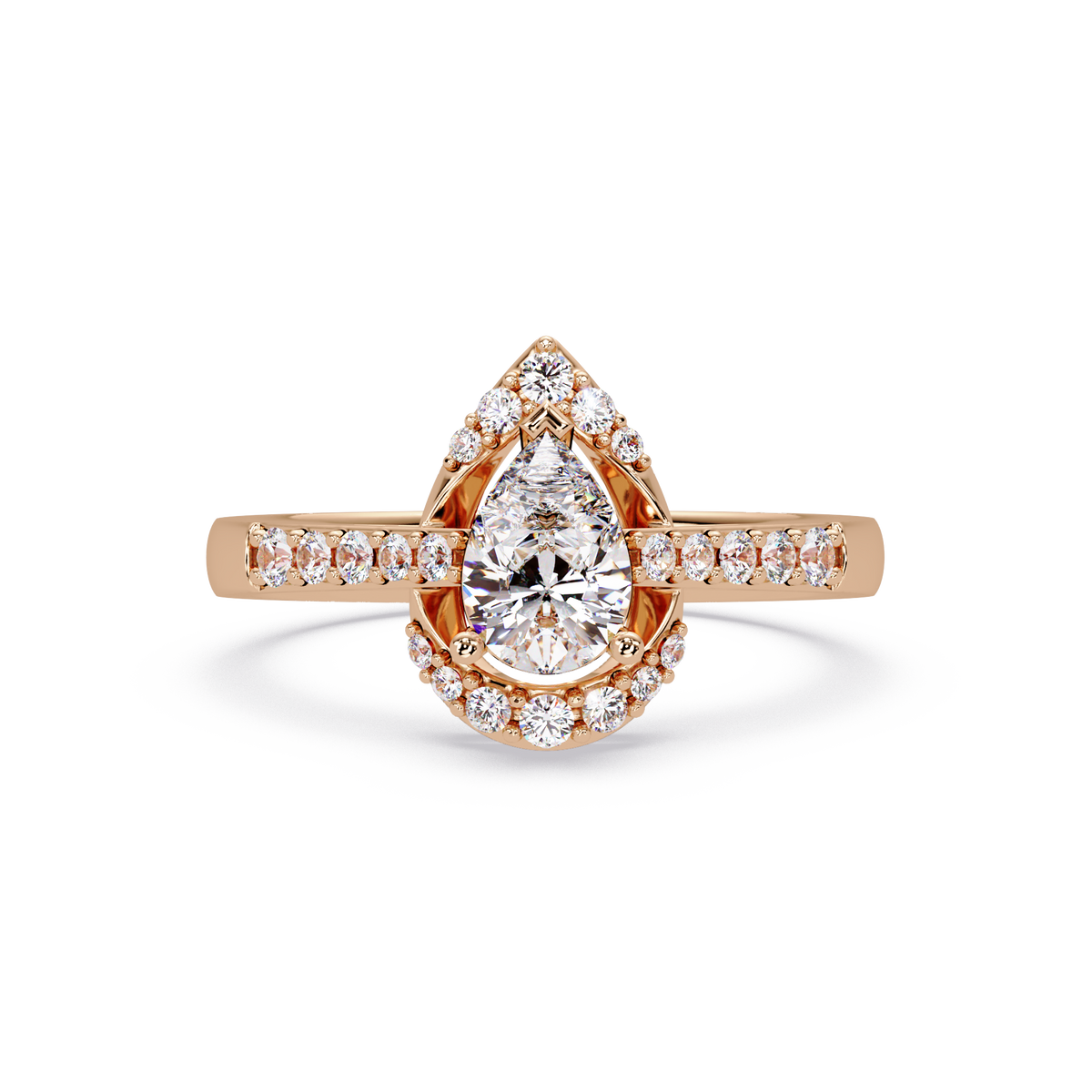 Pear Shape Lab Grown Diamond Halo Accented Ring - HIGHCARAT DIAMONDS