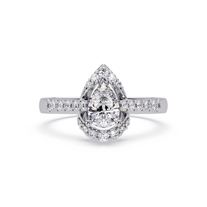 Pear Shape Lab Grown Diamond Halo Accented Ring - HIGHCARAT DIAMONDS