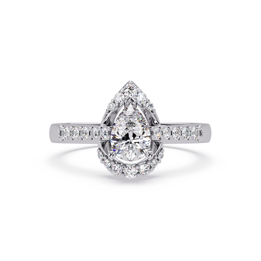 Pear Shape Lab Grown Diamond Halo Accented Ring - HIGHCARAT DIAMONDS