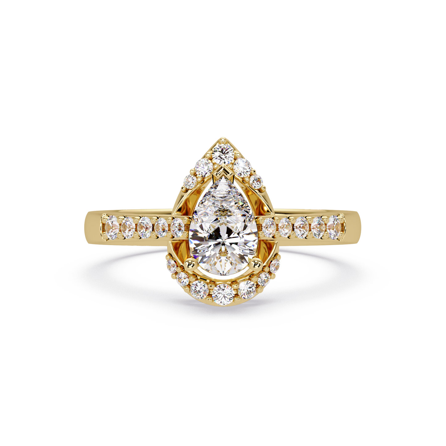 Pear Shape Lab Grown Diamond Halo Accented Ring - HIGHCARAT DIAMONDS