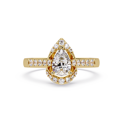 Pear Shape Lab Grown Diamond Halo Accented Ring - HIGHCARAT DIAMONDS