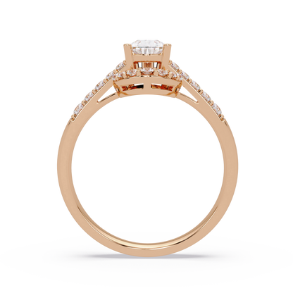 Pear Shape Lab Grown Diamond Halo Accented Ring - HIGHCARAT DIAMONDS