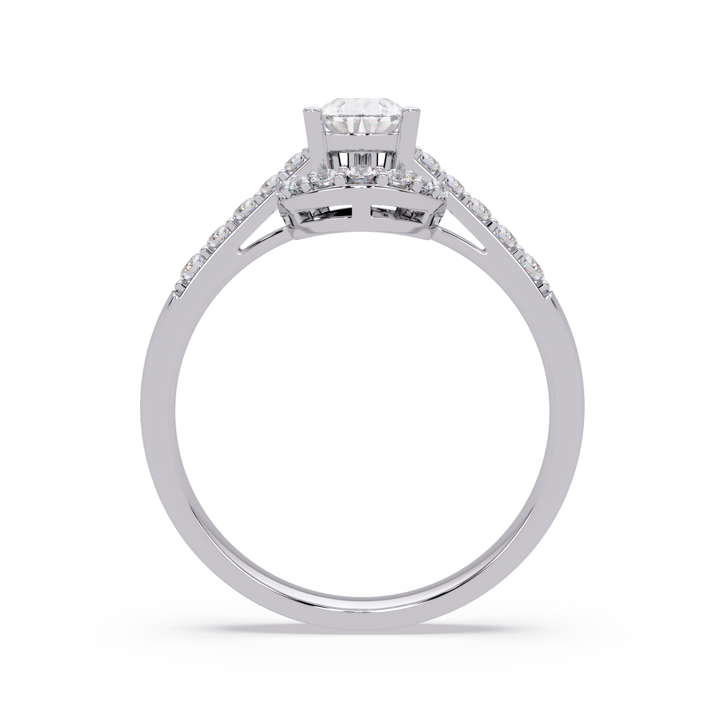 Pear Shape Lab Grown Diamond Halo Accented Ring - HIGHCARAT DIAMONDS