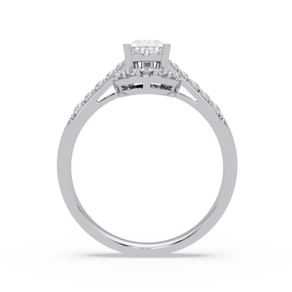 Pear Shape Lab Grown Diamond Halo Accented Ring - HIGHCARAT DIAMONDS
