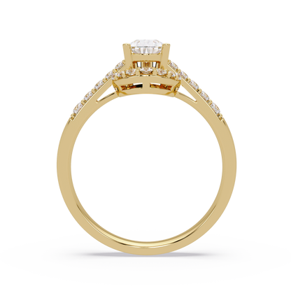 Pear Shape Lab Grown Diamond Halo Accented Ring - HIGHCARAT DIAMONDS