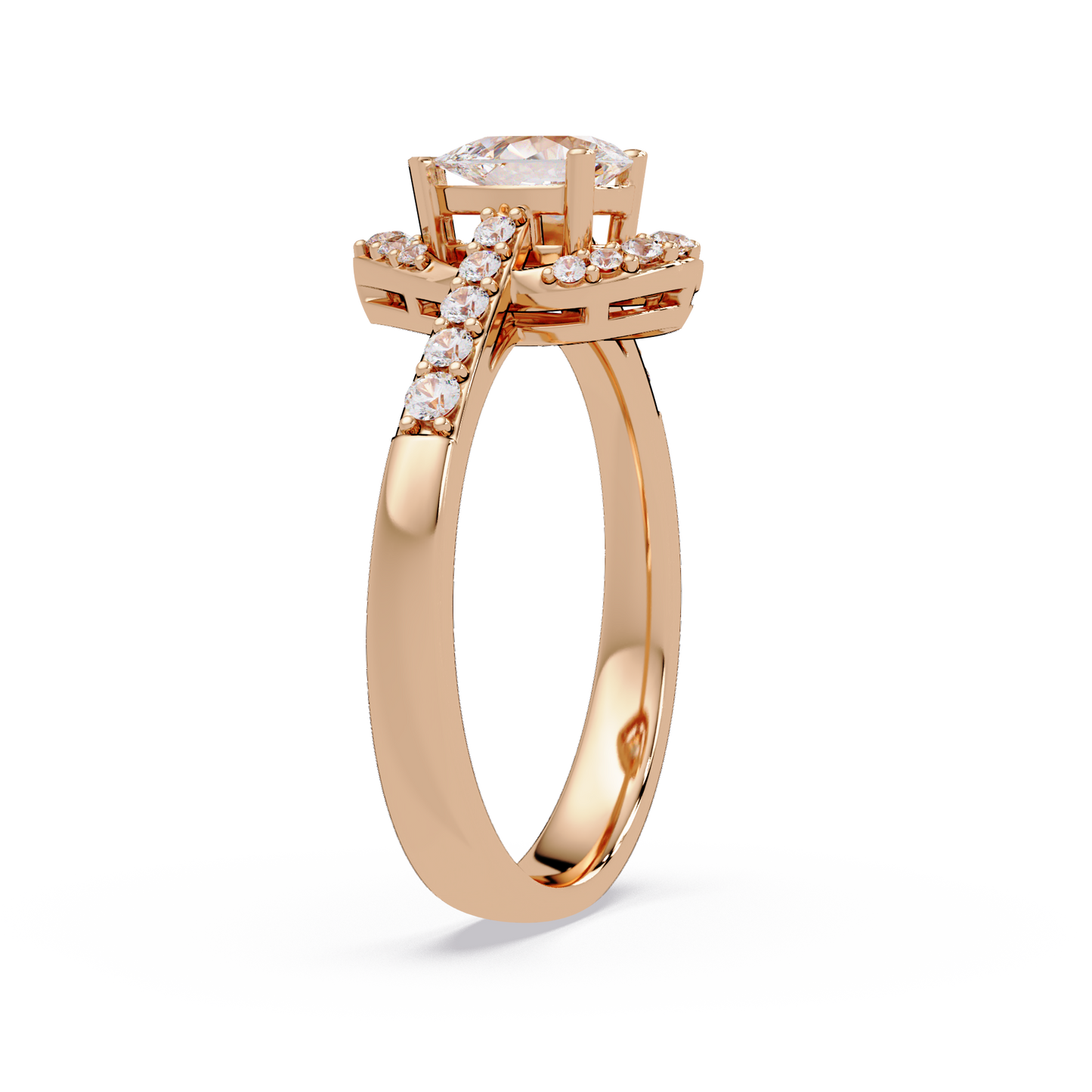 Pear Shape Lab Grown Diamond Halo Accented Ring - HIGHCARAT DIAMONDS