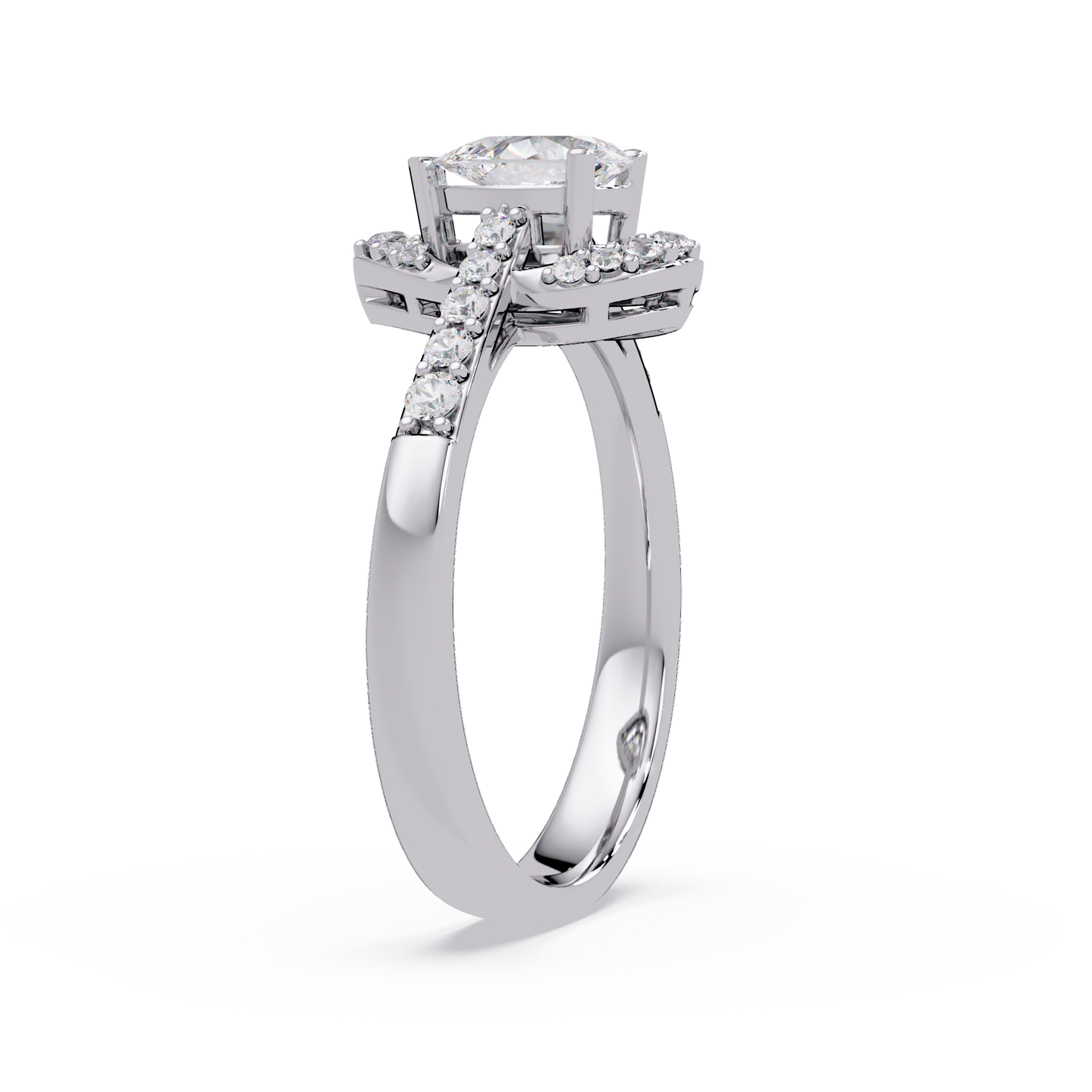 Pear Shape Lab Grown Diamond Halo Accented Ring - HIGHCARAT DIAMONDS
